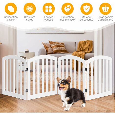 GOPLUS Barriere de Securite pour Chien, Animal Domestique en Bois de Pin,  Barriere de Securite Portable