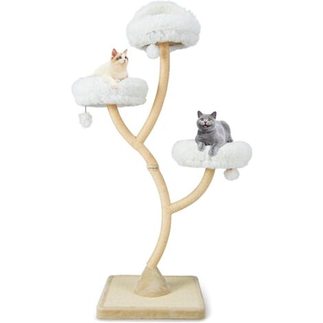 Goplus – Arbre à chat 178cm 3 niveaux – Griffoirs en sisal naturel – 3 perchoirs avec coussins amovibles – Structure métallique incurvée