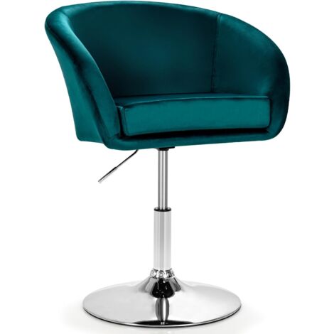 GOPLUS Chaise de Coiffeuse Moderne en Velours Tabouret de Bar Réglable en Hauteur 13CM Pivotant à 360°avec Dossier,Vert (1/5)
