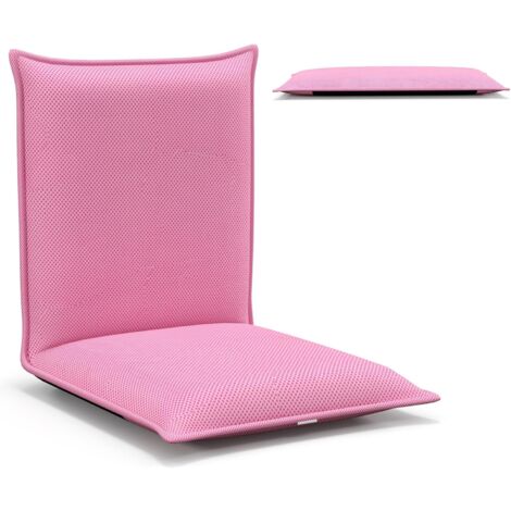 GOPLUS Chaise de Sol Pliante avec 6 Positions Réglables,Canapé Paresseux Inclinable Rembourré d’Éponge,98x44x7CM,Rose (1/5)