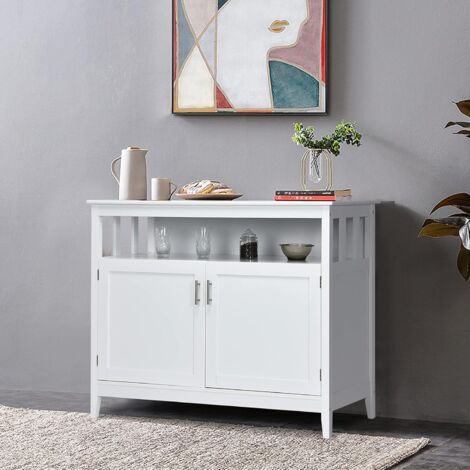 Buffet De Cuisine-armoire Haute-meuble De Cuisine Étagères Réglables-blanc Mat - Buffet de cuisine