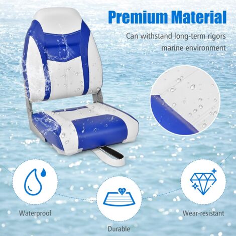 Siège De Bateau Pliant GYMAX - Dossier Bas Rembourré - PVC Imperméable - 120kg