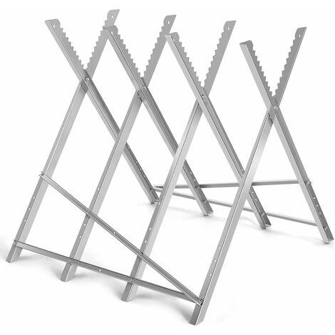 GOPLUS Chevalet de Sciage Pliable pour Tronçonneuses,Charge 100KG,Chevalet de Travail Réglable avec Dents de Scie/Entretoises (1/5)