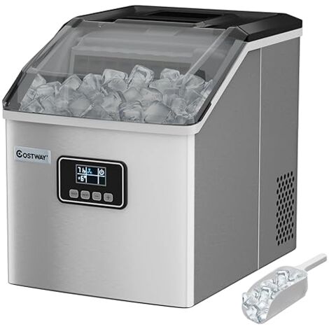 GOPLUS Machine à Glaçons Électrique 22 KG/24H avec Minuterie & Écran LCD & Stockage de 1,1KG& Auto-nettoyage, Machine à Glaçons Automatique avec Pelle et Panier pour Cuisine/Bar/Café