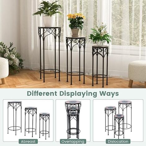 Lot De 3 Supports Plantes Hexagonaux Métal Doré - 90/70/60cm - Décoration Intérieur/Extérieur