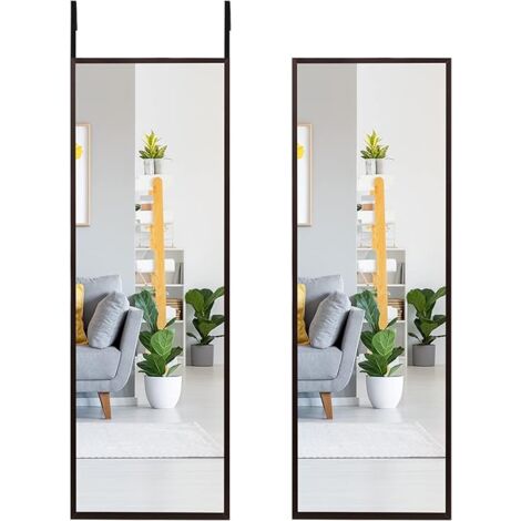 Goplus – Miroir mural réglable en hauteur 36,5 x 107,5 cm – Cadre en fer marron – Installation murale ou sur porte – Verre incassable (1/5)