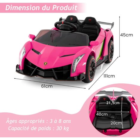 Voiture électrique 4x4 Enfant 2 Places Avec Télécommande - 12V, 30 Kg Max, 3 Vitesses | Lumières LED, Charge 4-6h, Rose