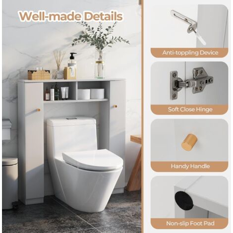 Colonne Rangement Salle De Bain Étroite Avec Porte – 5 Niveaux, Étagères Réglables, Organisateur Entrée & Salon | 80 Cm Haut