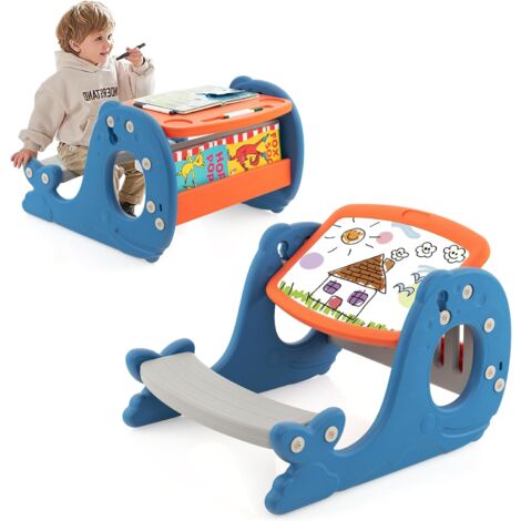 Goplus – Table enfant avec tableau blanc réglable – Forme de baleine – Dimensions 67x54x39cm – Charge 25kg – Pour enfants 1 an+ – Bleu - Bleu-67x54x39cm (1/5)
