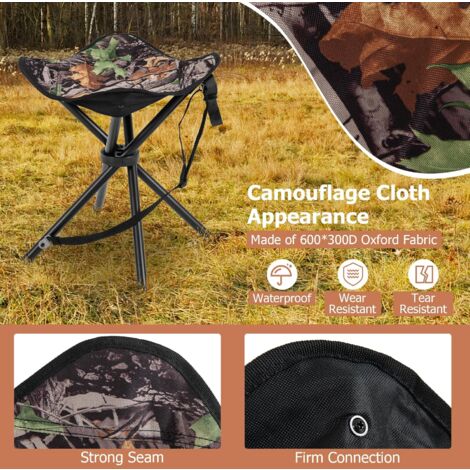 Tabourets De Chasse Pliables - Lot De 2 - Camouflage, Capacité 150 Kg - Pour Camping, Pêche, Pique-nique - Stable Et Portable