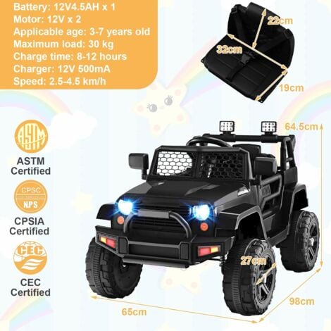 Quad électrique enfant GOPLUS 12V avec télécommande - Charge 30kg - Klaxon  Musique - Vitesse 2,5-4,5KM/H Noir - Cdiscount Jeux - Jouets