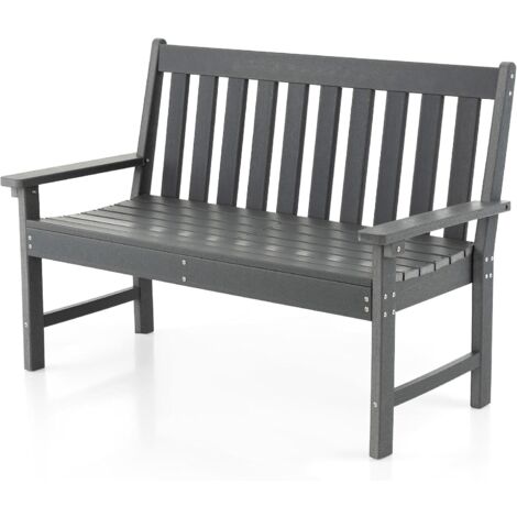 GOPLUS Banc de Jardin 2 Personnes 132x65x91CM en HDPE Charge 320KGavec Dossier et Accoudoirs,Banc à Lattes,Résistant aux Intempéries (1/5)
