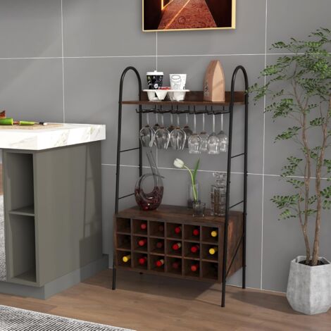 Étagère De Cuisine Spacieuse Avec Placard Et étagères Ouvertes - Design Robuste Et Anti-basculement - Parfaite Pour Rangement Micro-ondes Et Ustensiles