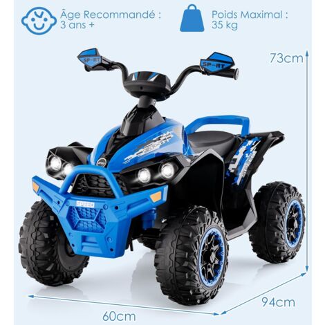 Quad électrique 4x4 Enfant GOPLUS - 2 Vitesses Réglables, Phares LED, Musique - Pour 3-8 Ans