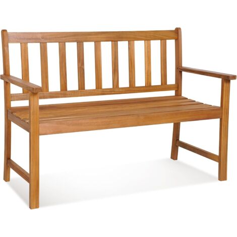 GOPLUS Banc de Jardin pour 2 Personnes en Bois d'Acacia avec Dossier & Accoudoirs, Siège à Lattes Charge 360 kg-pour Balcon/Terrasse (1/5)
