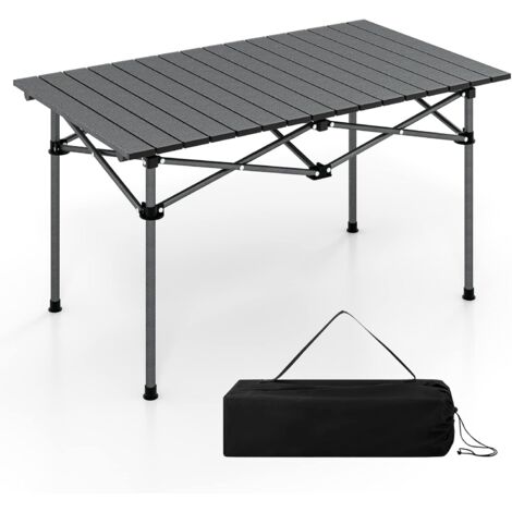 Goplus – Table pliante de camping en aluminium – Plateau 95 x 55 cm pour 4-6 personnes – Résistante à l'eau et à la rouille – Sac de transport inclus