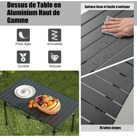 Table De Camping En Aluminium Table Pliante à Roulettes Table Pliante Table Portable 90cm 83618515