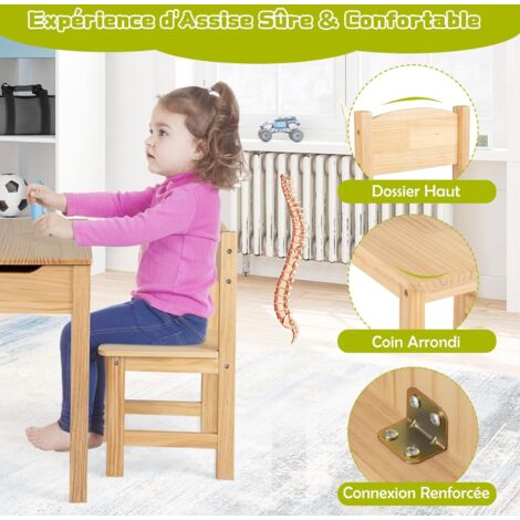 Table Et Chaise Enfant En Bois Avec Tableau Noir/blanc - Plateau De Dessin, étagères, Accessoires Inclus - Multifonction Pour Peinture Et Devoirs