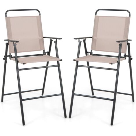 GOPLUS Lot de 2 Chaises Jaridn Pliantes Extérieur-53x69x112CMCharge150KG-Accoudoirs/Repose-Pieds-Cadre en Métal (1/5)