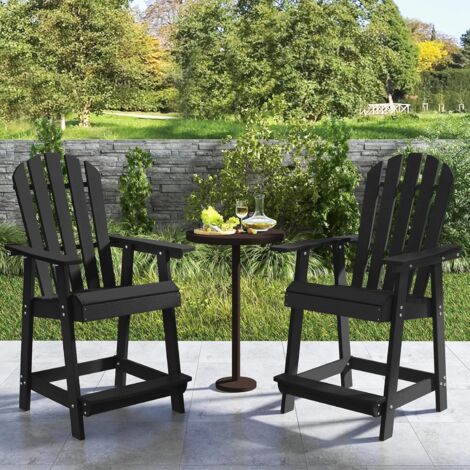 GOPLUS Chaise Adirondack Haute en HDPE-harge 150KG-avec Dossier & Siège Ergonomiques/Accoudoirs & Repose-Pieds Noir (1/5)