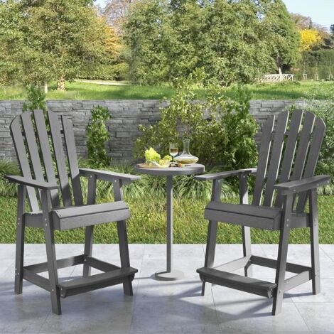 GOPLUS Chaise Adirondack Haute en HDPE-harge 150KG-avec Dossier & Siège Ergonomiques/Accoudoirs & Repose-Pieds Gris (1/5)