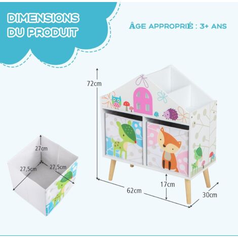 GOPLUS Bibliothèque Enfants avec 2 Tiroirs et 4 Compartiments Supérieurs pour Livres/Jouets-Étagère Ouverte à 2 Niveaux Blanc