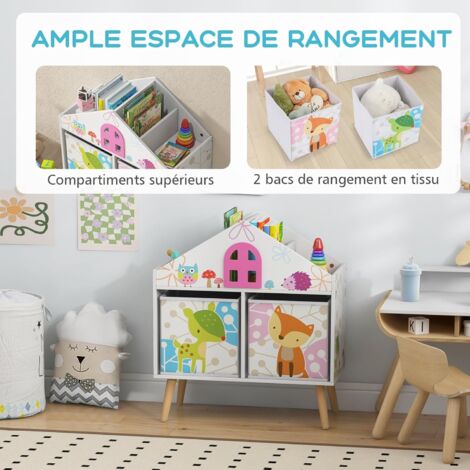 GOPLUS Bibliothèque Enfants avec 2 Tiroirs et 4 Compartiments Supérieurs pour Livres/Jouets-Étagère Ouverte à 2 Niveaux Blanc