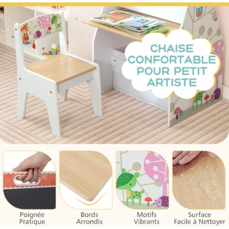 GOPLUS Table Enfant 3 Ans+ avec Chaise et Tableau Blanc Noir Réglable
