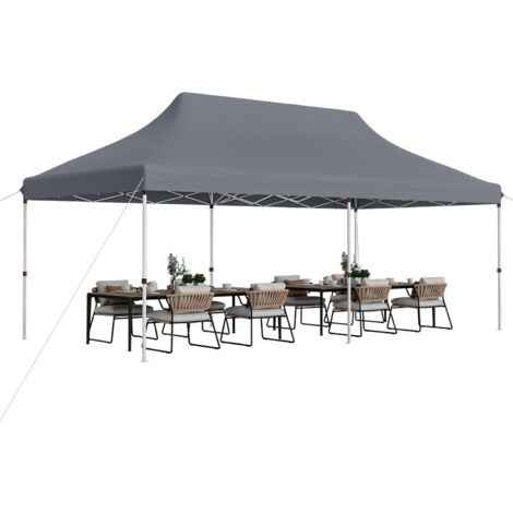 GOPLUS 3x6M Tonnelle Jardin Pliable, 3 Hauteurs Réglables, avec Sac de Transport, Pavillon Portable Instantanée Pop-Up, Gris