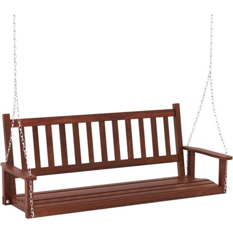 Goplus – Balancelle de jardin 3 places en bois de peuplier – Charge 360 kg – Chaînes de suspension ajustables – Dimensions 168x65x63 cm (1/5)