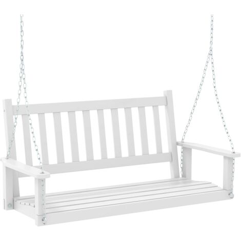 Goplus – Balancelle de jardin 2 places en bois de peuplier – Charge 230 kg – Chaînes de suspension ajustables – Dimensions 136x67x63 cm – Conception ergonomique (1/5)