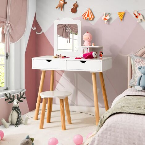 Coiffeuse Enfant 2 En 1 Avec Miroir En Forme Lapin,table De Maquillage En Bois Avec Tabouret Mignon 0783501202387 Coiffeuse Enfant 2 En 1 Avec Miroir En Forme Lapin,table De Maquillage En Bois Avec Tabouret Mignon 0783501202387