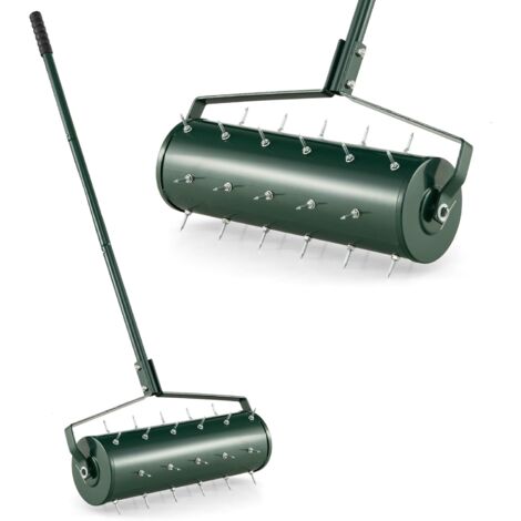 GOPLUS Scarificateur Manuel avec 33 Dents-Scarificateur à Main avec Tambour Lesté-Aérateur Métallique pour Gazo/Pelouse (1/5)