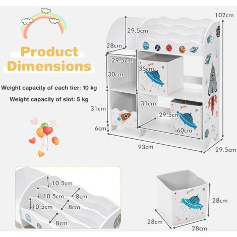 Étagère Porte-livres 3 Sprouts En Tissu – 5 Niches, Finition Terrazzo Crème, Enfant