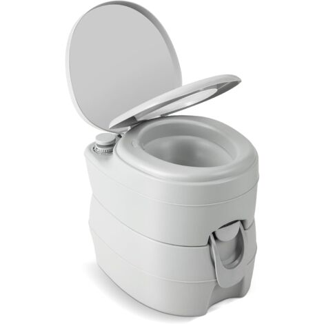 GOPLUS Toilettes Sèche Portable, Réservoir Eau 12L, Pompe de Chasse d'eau, Supporte 150kg, Compacte à Double Sortie