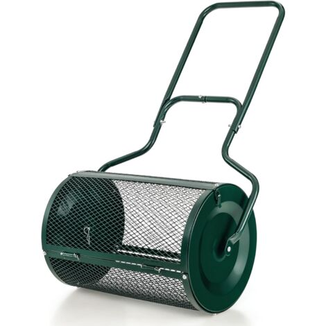 GOPLUS Épandeur de Compost D.68CM Capacité 75L pour Pelouses et Jardin-en Treillis Métallique avec Double Loquets Latéraux Vert (1/5)