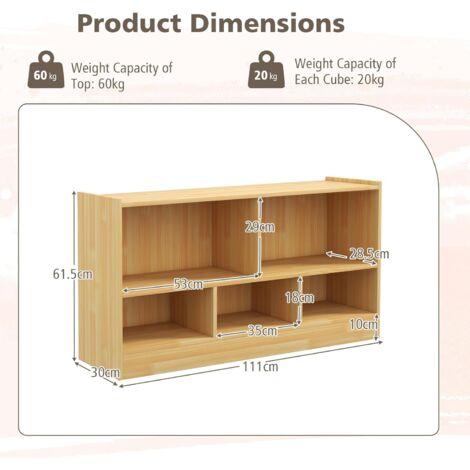 Bibliothèque Enfant GOPLUS 5 Cubes - 111x30x61.5 Cm, MDF Naturel, Rangement Livres Et Jouets