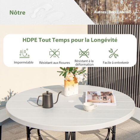 Outsunny Ensemble Table Et Bancs Bois 160cm - Table Pique-Nique Pour 6-8 Personnes Avec Trou Parasol - Cadre Acier Marron