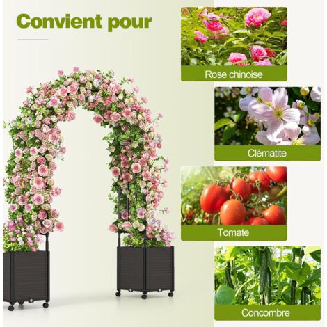 Arche De Jardin GOPLUS - Fer Forgé Blanc 2,4m - Support Pour Plantes Grimpantes - Mariage, Décoration Extérieure
