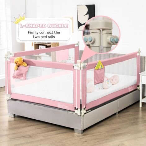 Joparri Barrière de lit pour enfant de 200 cm - Hauteur réglable de 64