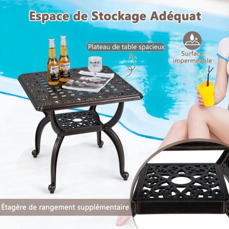 Table D'appoint Extérieure Aluminium 56cm - Table Basse Ronde Terrasse Jardin Bronze