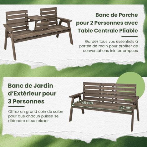 Banc De Jardin HDPE 140 Cm - Sans Dossier, Résistant Intempéries, Charge 340 Kg, Noir Ou Gris