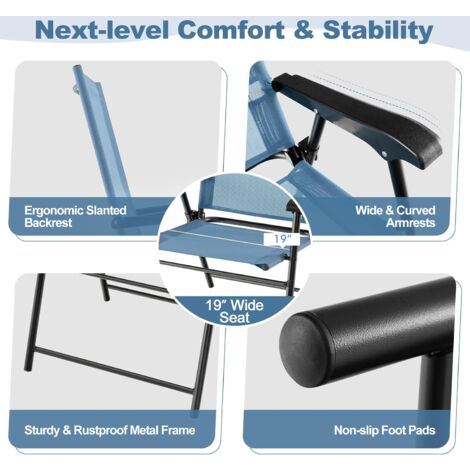 GOPLUS Lot De 2 Chaises Longues Pliantes Capacité 150 Kg