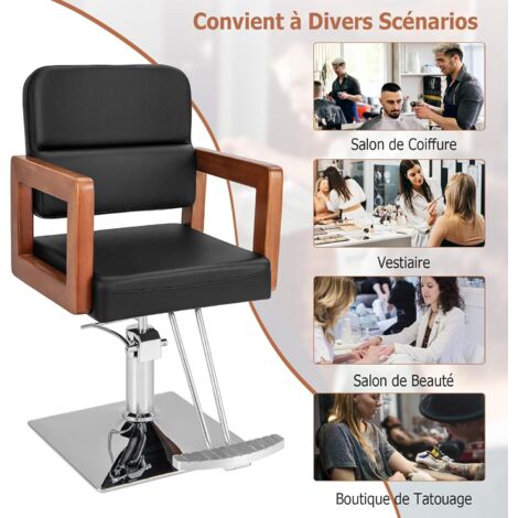 Fauteuil De Coiffure Hydraulique Professionnel – Hauteur Réglable, Inclinable, Cuir PU, Pour Salon