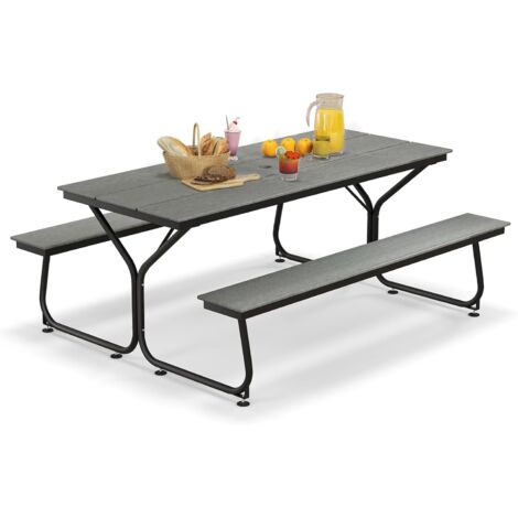 Table De Pique-nique Robuste 1160 Mm Avec Bancs, Ensemble Table