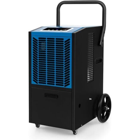 GOPLUS 66L/Jour Déshumidificateur Industriel pour 418 M²-Minuterie 24H,Mobile avec Pompe/Tuyau de Drainage pour Dégâts d'Eau,pour Sous-Sol,Entrepôt,Bleu
