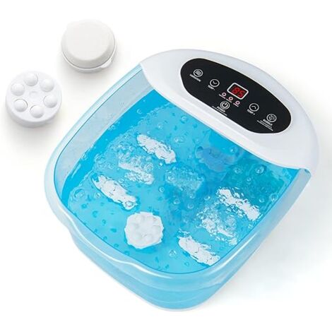 GOPLUS Bain de Pieds avec Massage & Chauffage, Perles de Massage Amovibles, 35-46 °C, Fonction de Minuterie, Bleu (1/5)