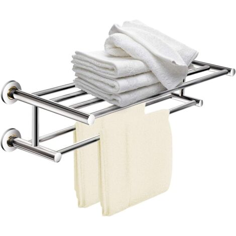 Etagere Murale Salle De Bain URHRHU Porte-serviettes Mural 3 Barres Réglable - Acier Inoxydable Rétractable 43-75cm Avec Crochets Support Serviette Mural