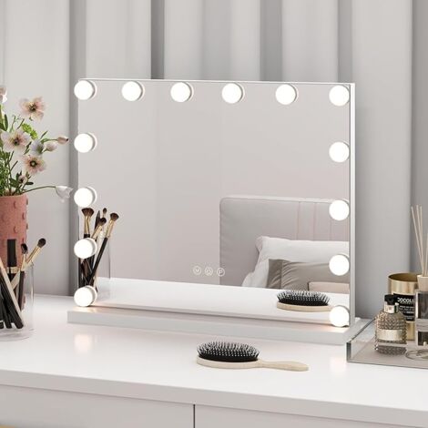 GOPLUS Miroir de Courtoisie Hollywood LED avec 3 Modes d'Eclairage de Couleur & Miroir Grossissant Détachable & Contrôle Tactile (1/5)