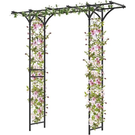 Goplus – Arche de jardin en métal 200 x 52 x 206 cm – Treillis pour plantes grimpantes – Structure triangulaire stable – Décoration extérieure mariage